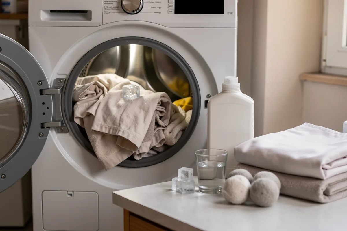 Bucato più morbido senza ammorbidente: il trucco del cubetto di ghiaccio in asciugatrice